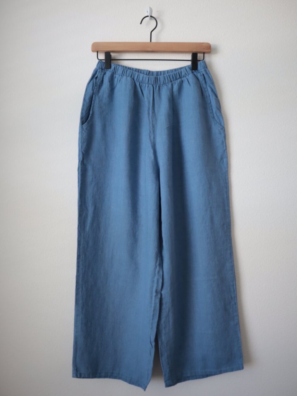 FLAX Blue Wide Leg Linen Pants | S